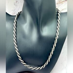 Vintage KR silver tone twisted rope chain